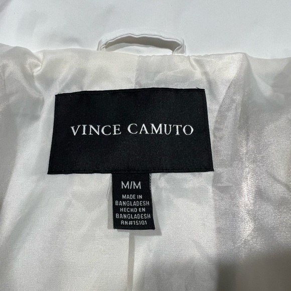 Vince Camuto White Rain Jacket Hooded Size M Water & Wind Resistant Lightweight - Picture 9 of 13